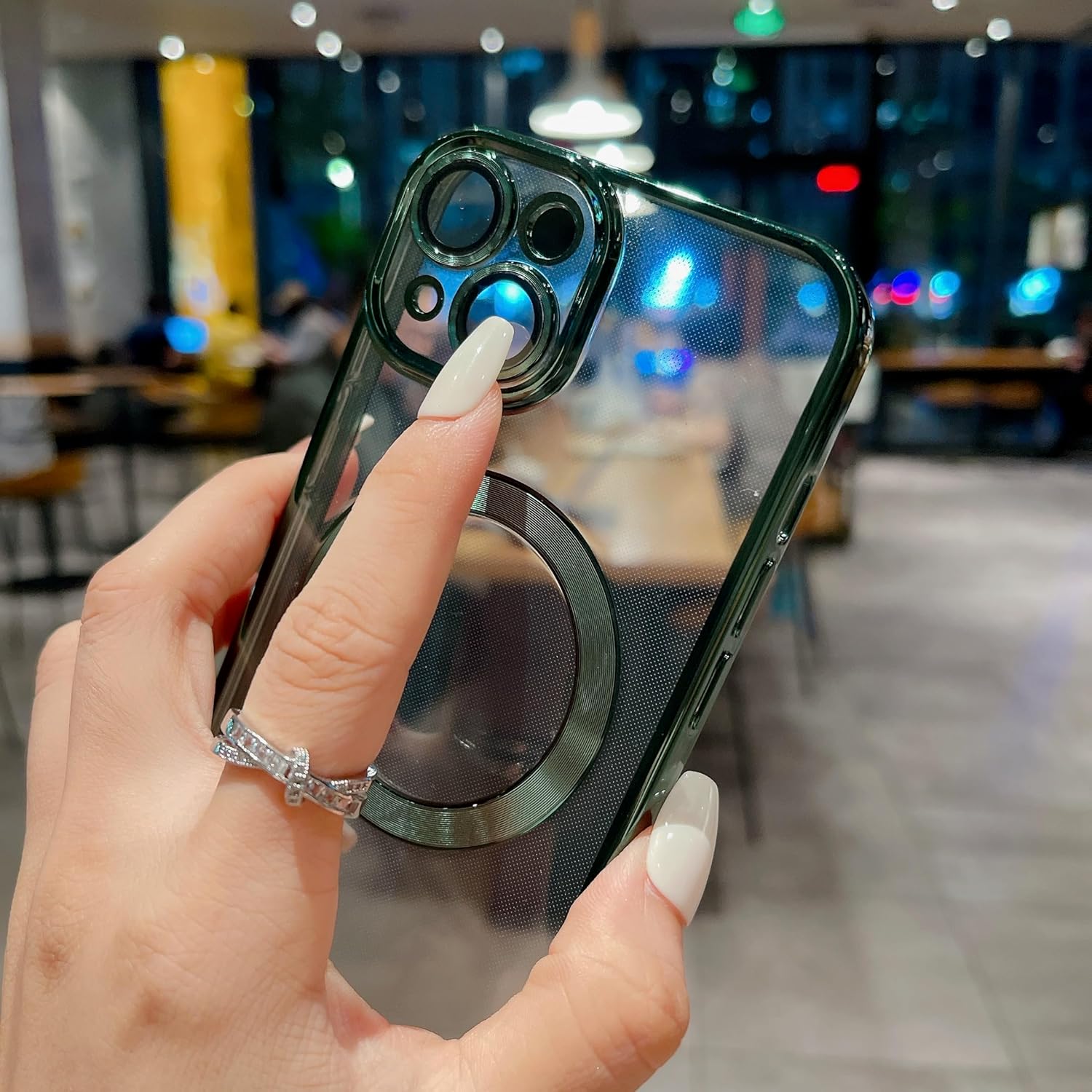 Hllhunkhe Funda magnética transparente para iPhone 13, protección completa del lente de la cámara, compatible con MagSafe, protección contra caídas