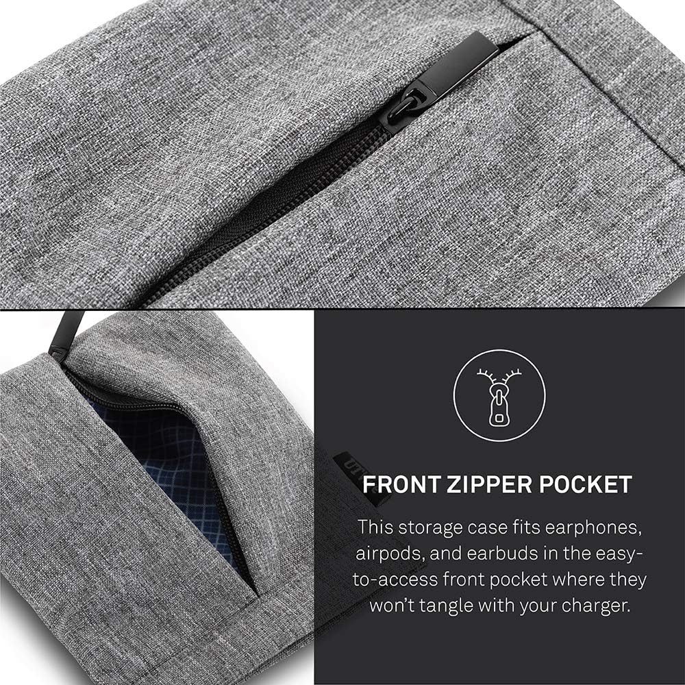 Bolsillo para auriculares y cargador Snap & Store Bolsa de viaje acolchada para accesorios AirPods Pro, auriculares en gris