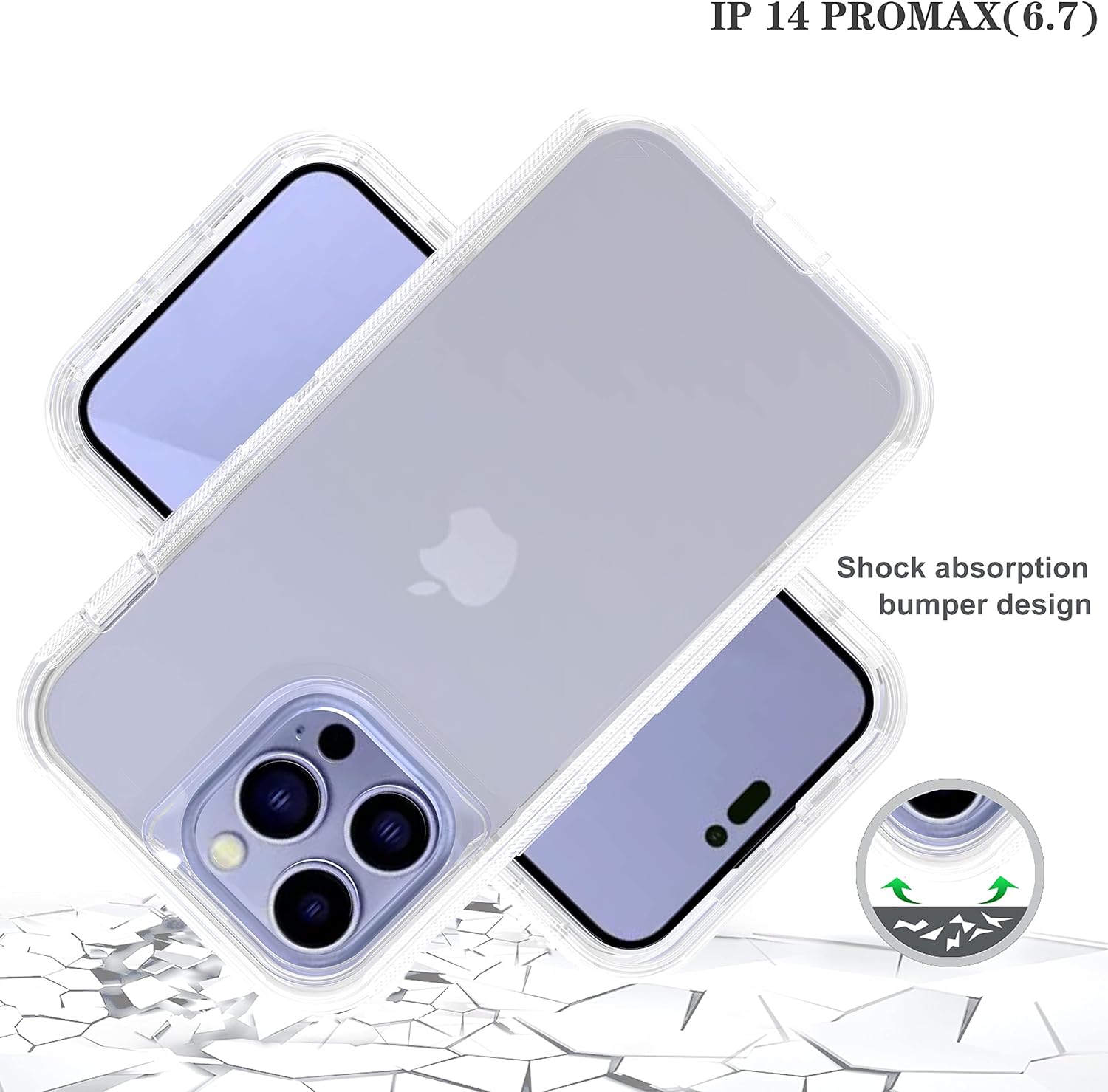 Asuwish Funda de teléfono para iPhone 14 Pro Max de 6.7 pulgadas con clip para cinturón transparente, soporte híbrido a prueba de golpes, grado