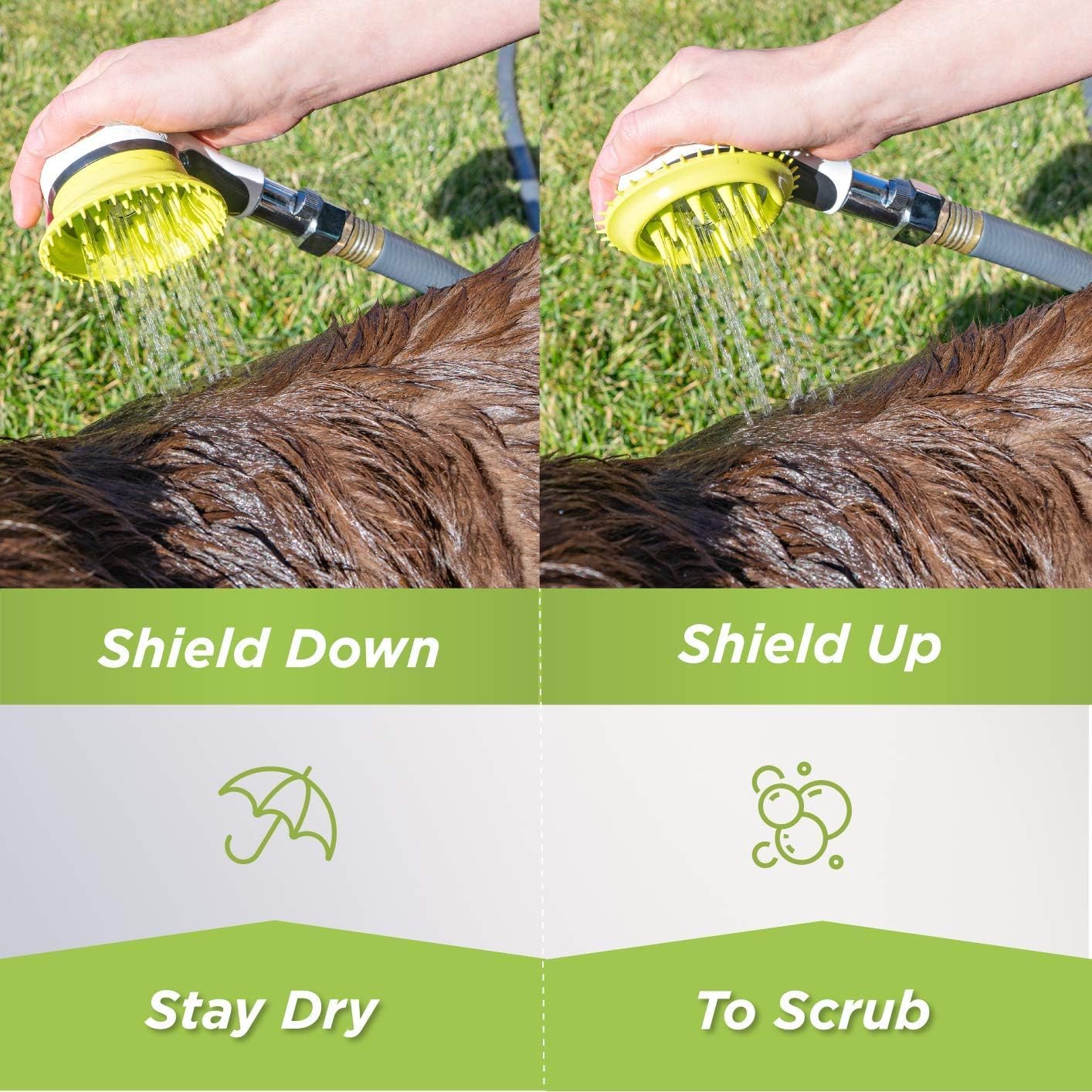 Wondurdog Accesorio de manguera de jardín para lavado de perros y enjuague de patas para exteriores, protector contra salpicaduras y boquilla de