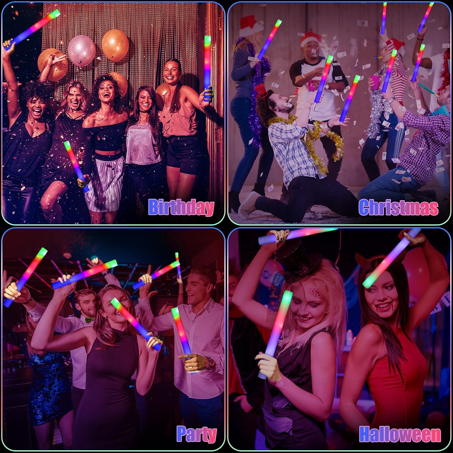 Libima 350 varillas de espuma LED que brillan a granel, 3 modos intermitentes que brillan en la oscuridad, para recuerdos de fiesta, cumpleaños,