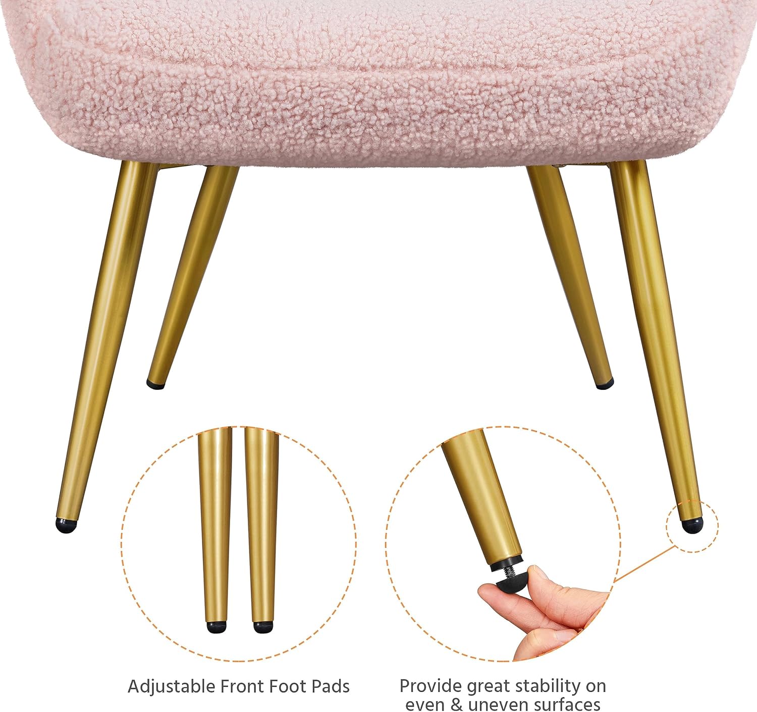 Yaheetech Silla de tocador moderna, silla decorativa de tela Boucle, sillón de felpa Sherpa con respaldo alto y acolchado suave, silla casual