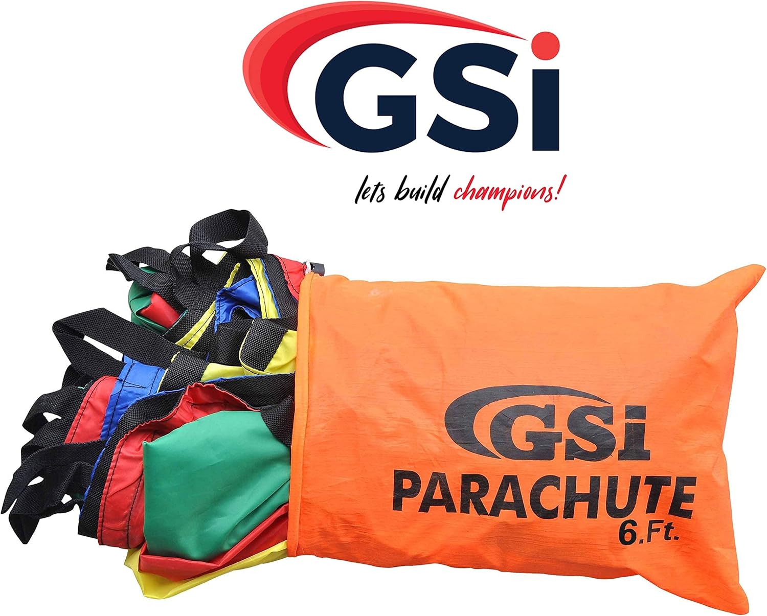 GSi Kids Play Parachute 24 Ft, 30Ft, 35Ft Toy with Handles and Carry Bag for Cooperative Play and for Upper-Body Strength  Multi-Colored