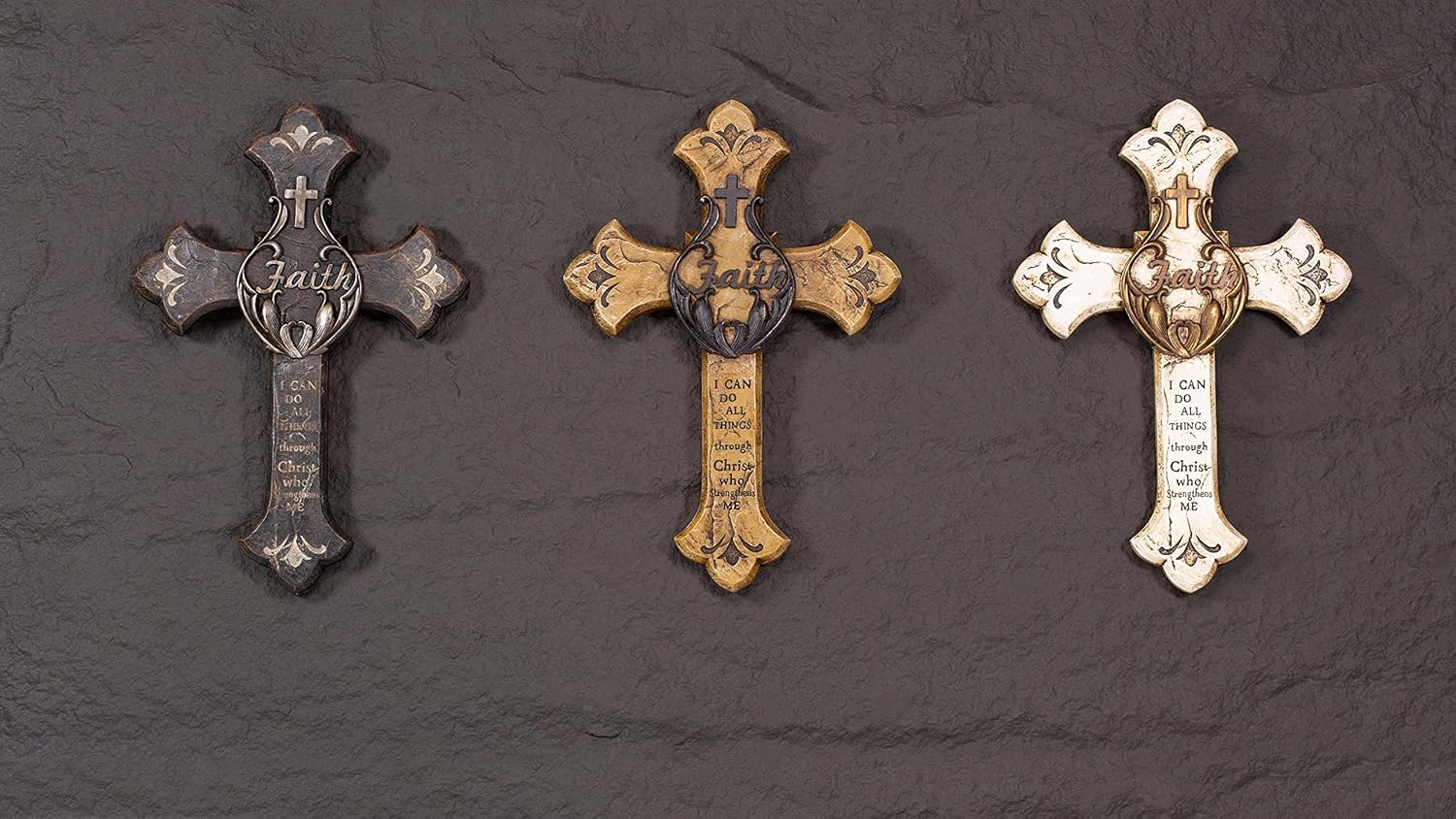 Eagrafts Cruz de pared de resina decorativa rústica con palabras y frases alentadoras (blanco)
