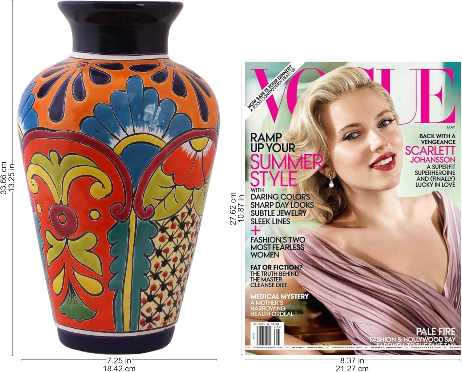 NOVICA Jarrón de cerámica artesanal hecho a mano Talaverastyle hecho a mano en México, multicolor, floral, Hacienda ‘Floral Display’