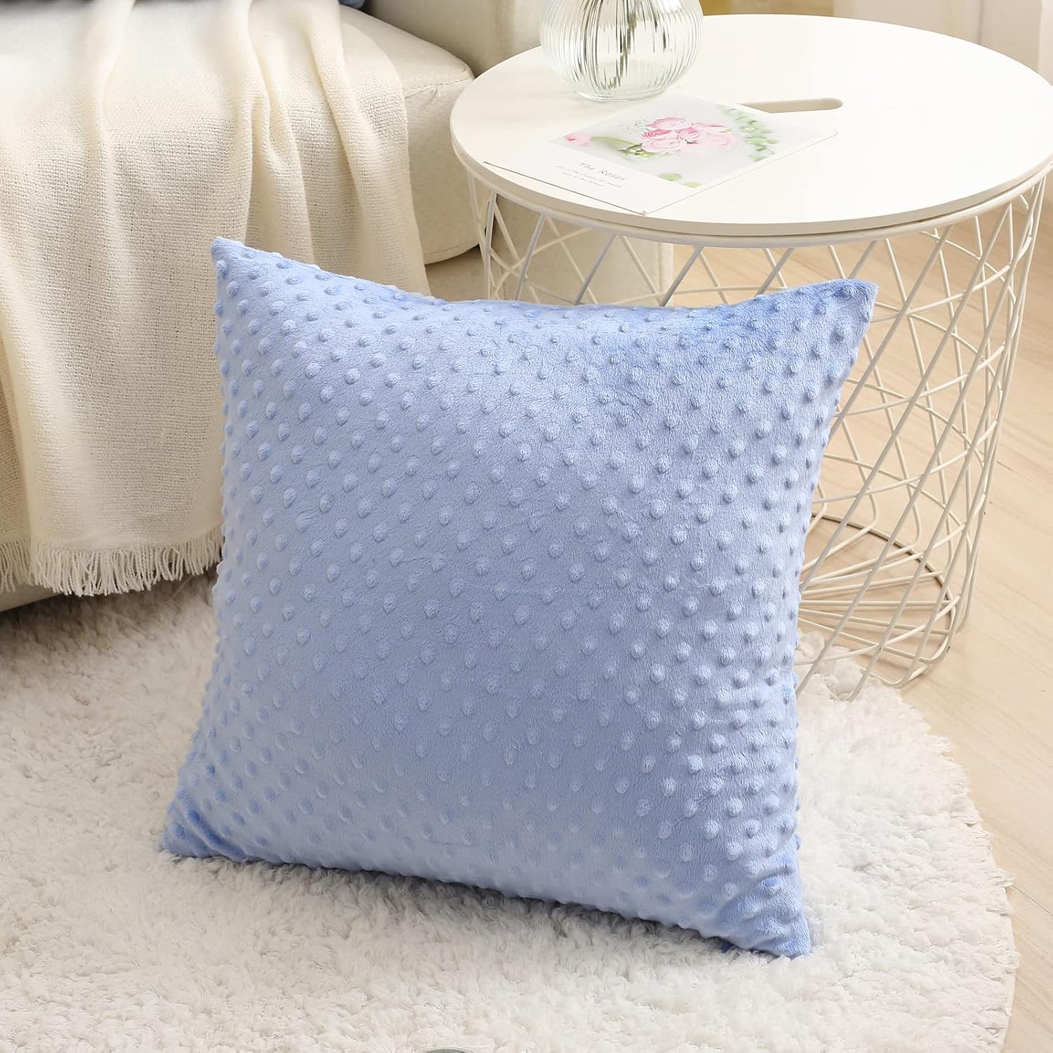 DaysU Juego de 2 fundas de almohada decorativas de felpa suave y sedosa con puntos elevados relajantes, fundas de almohada decorativas de 18 x 18