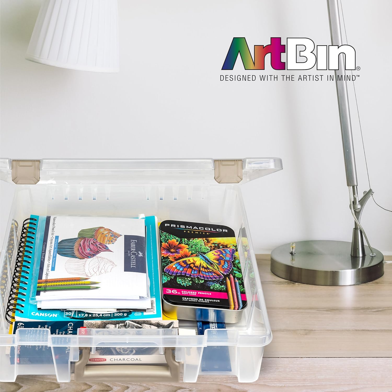 ArtBin Caja organizadora transparente para manualidades, color oro rosa