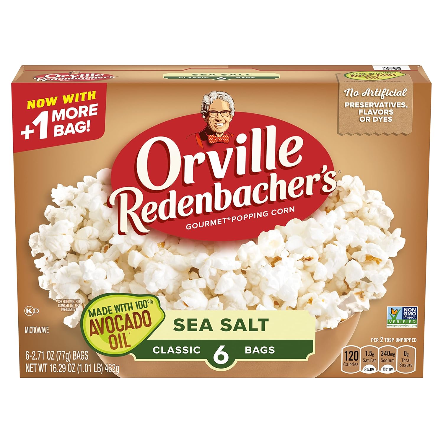 Orville Redenbacher’s – Palomitas de maíz para microondas con aceite de aguacate y sal marina, 6unidades, bolsas de 2.71onzas Bolsas