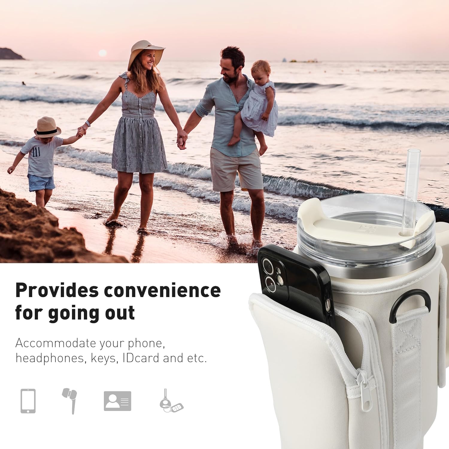 Onite Stanley – Soporte para botella de agua, accesorios para portavasos, bolsa con correa para el hombro para vaso de 3040 onzas con asa, para