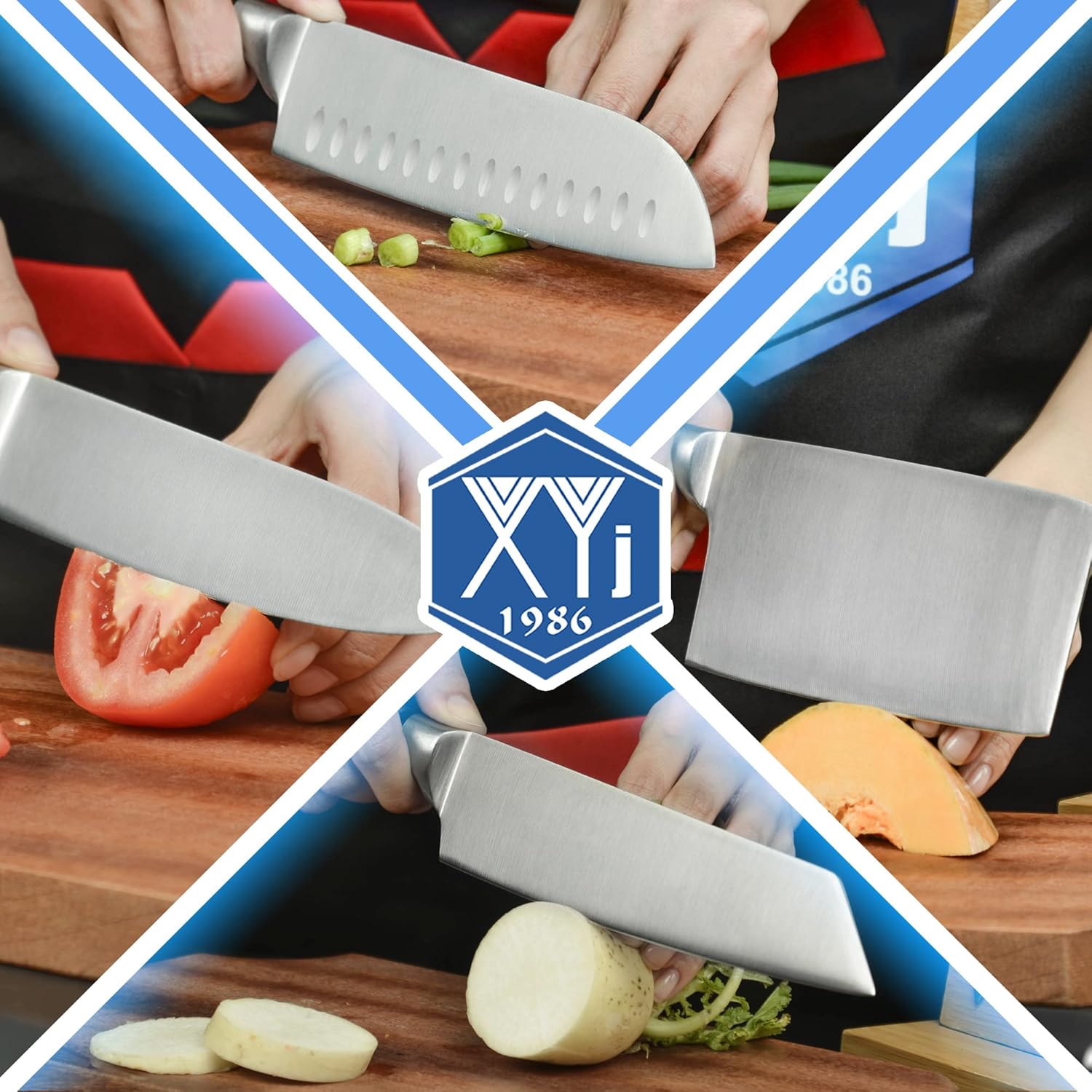 XYJ Cuchillo de cocina multiusos de acero inoxidable, cuchillos profesionales de carnicero con funda de cuchillo de transporte, bueno para cortar