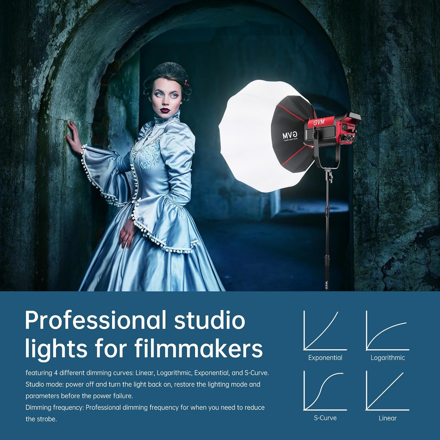 GVM Iluminación de fotografía de 300 W luz de video bicolor con linterna Bowens Mount Softbox y soporte CRI 97+ CCT 2700K  6800K 12 escenas de