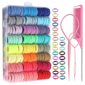 288 ligas para el pelo de bebé, 24 colores pequeños soportes para cola de caballo con herramientas de peinado, pequeños lazos de algodón sin 288 ligas para el pelo de bebé, 24 colores pequeños soportes para cola de caballo con herramientas de peinado, pequeños lazos de algodón sin