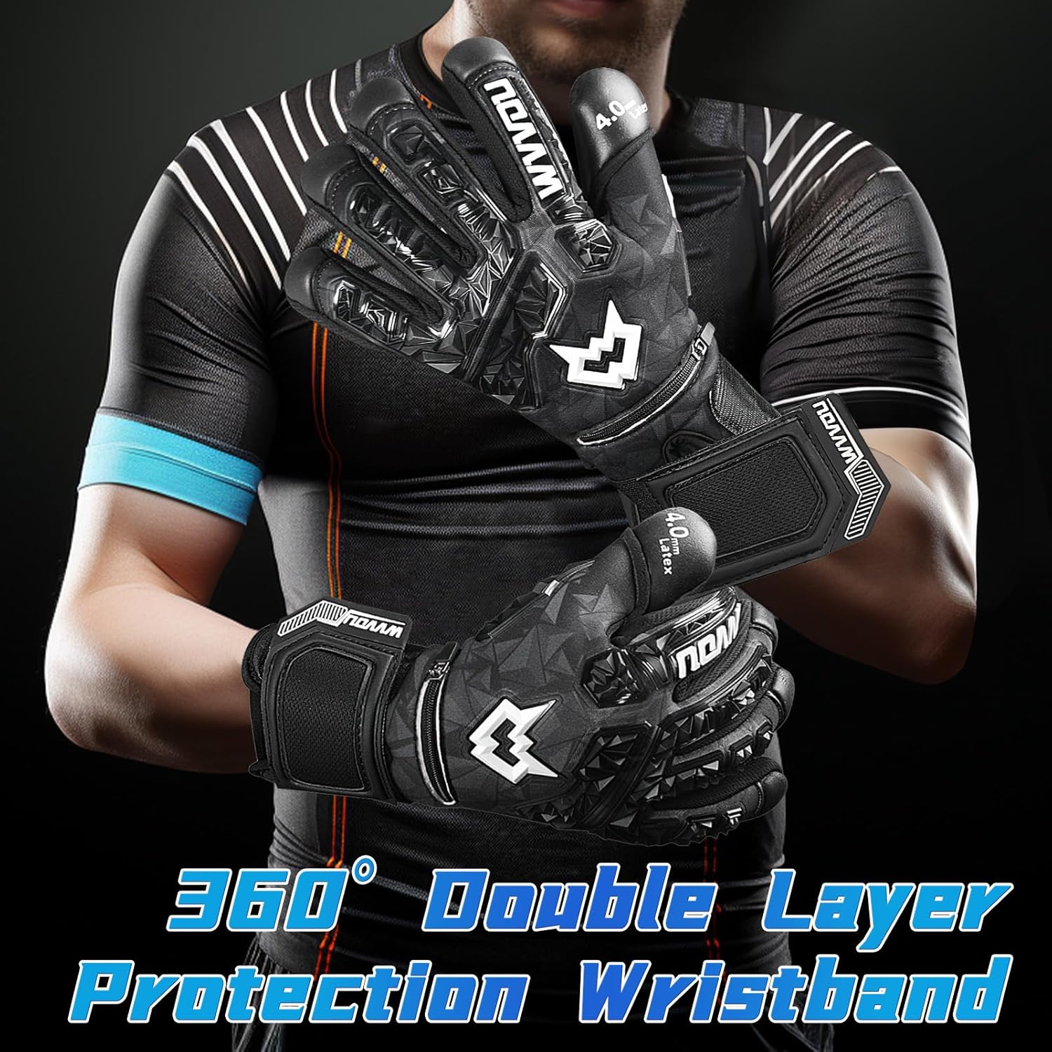 WVVOU Guantes de portero de fútbol para adultos y jóvenes, guantes de portero de alto rendimiento con 5 dedos desmontables, guantes de fútbol