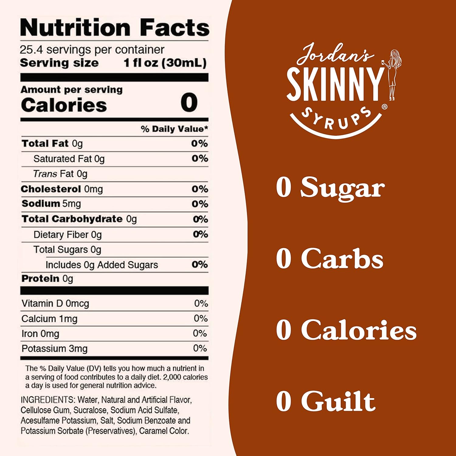 Jordan’s Skinny Syrups – Caramelo de mantequilla, jarabe saborizante sin azúcar, botella de 25.4 onzas (paquete de 1)