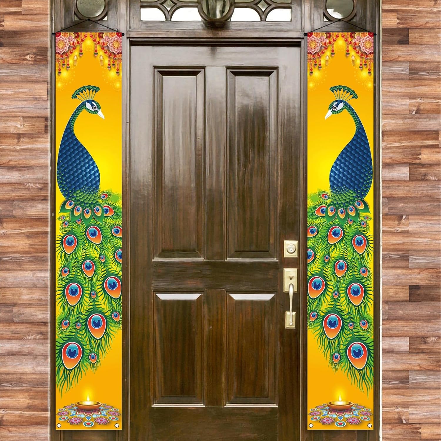 Nepnuser Happy Diwali – Cartel para porche, diseño de pavo real indio, letrero de bienvenida para puerta delantera, festival de luces, fiesta,