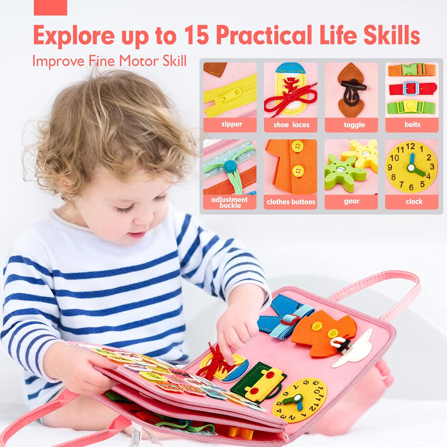 hahaland Un tablero ocupado 7 en 1 y 2 libros para bebés