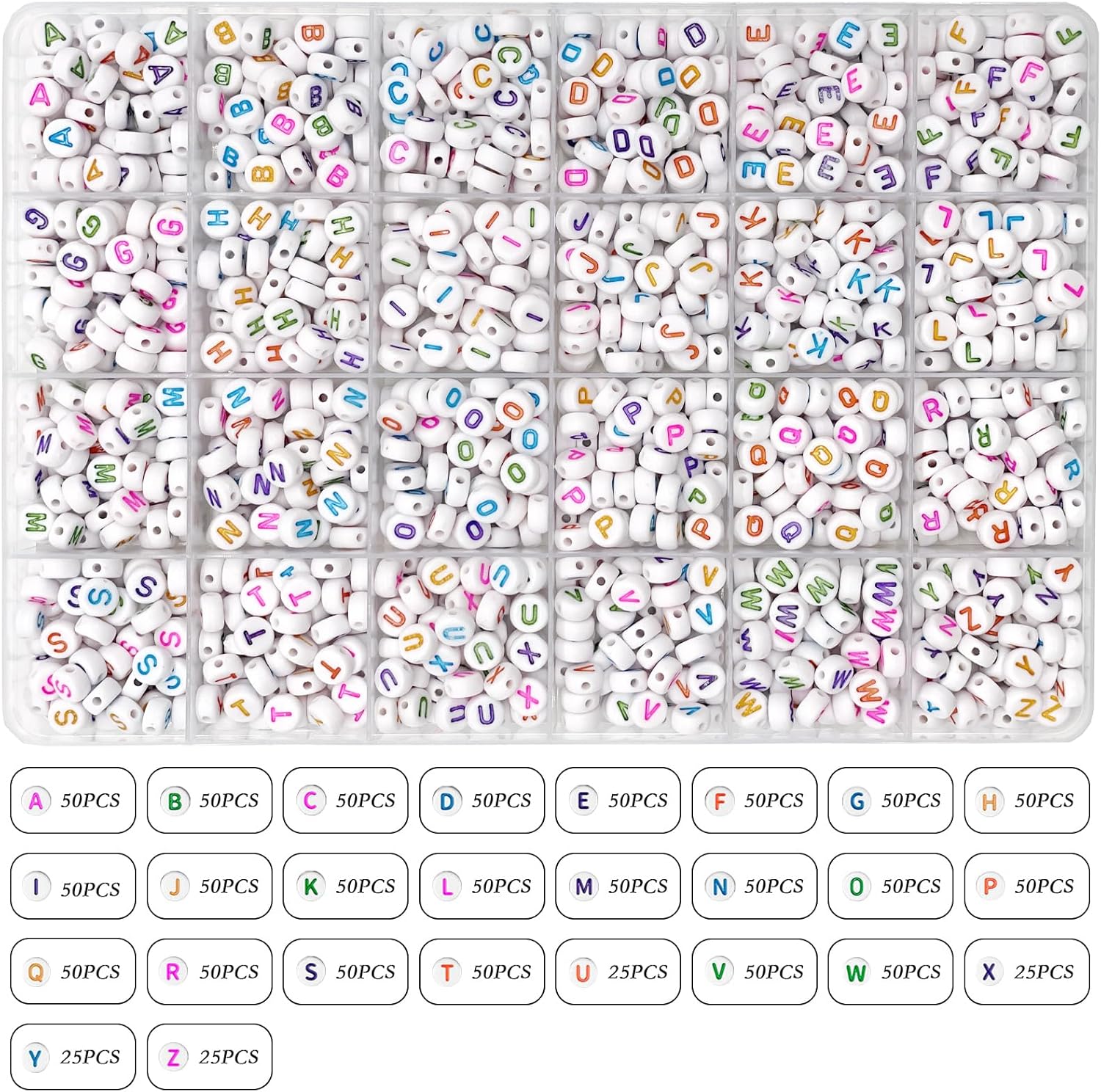 JOJANEAS Kit de 2400 cuentas de pony arcoíris, 48 colores Kandi Beads Kit de fabricación de pulseras coloridas para hacer pulseras, kit de pulseras