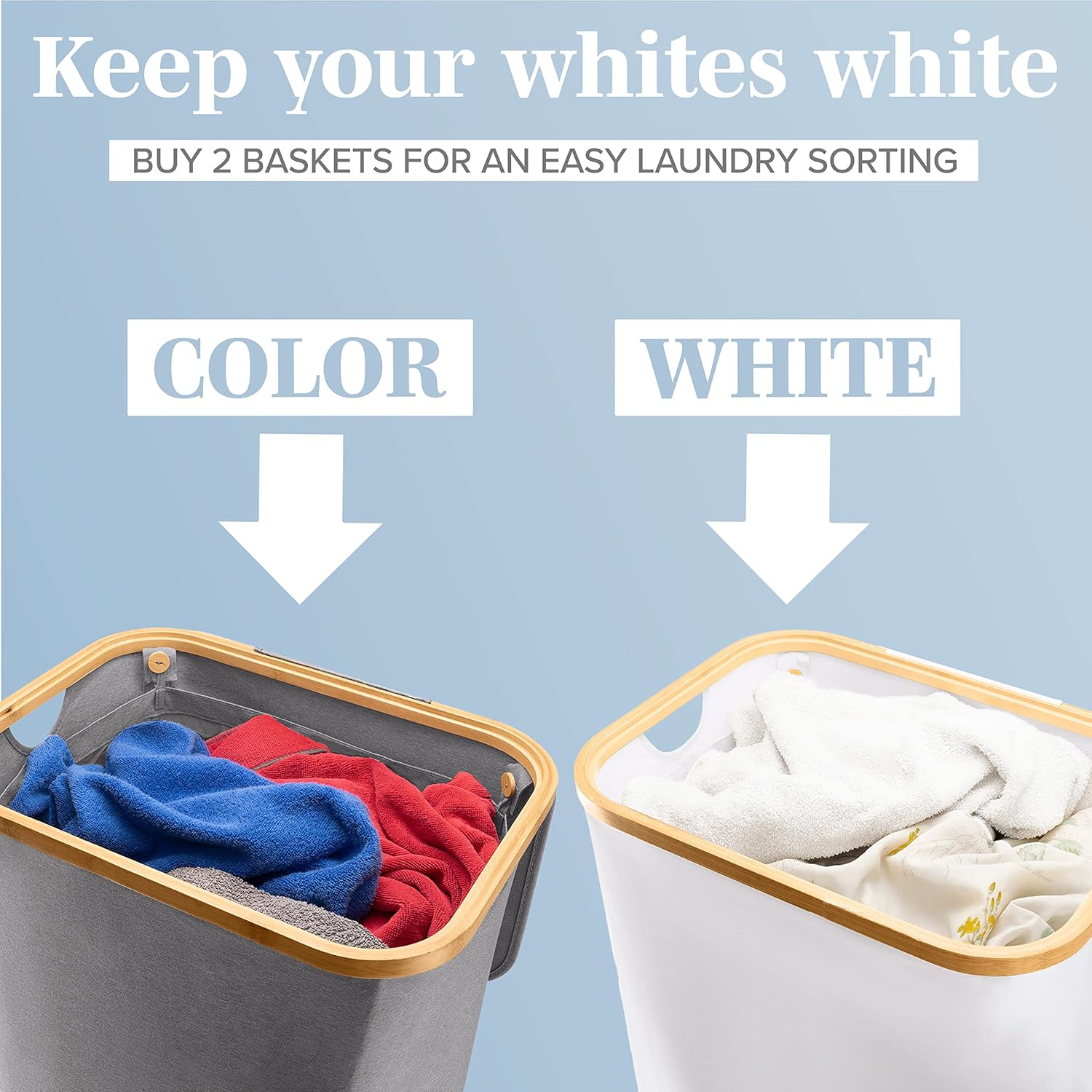 Cesta de lavandería gris con tapa  XL 100 L  Cestas grandes para lavandería con asas  Contenedor alto de bambú para ropa sucia  Cesta de papel