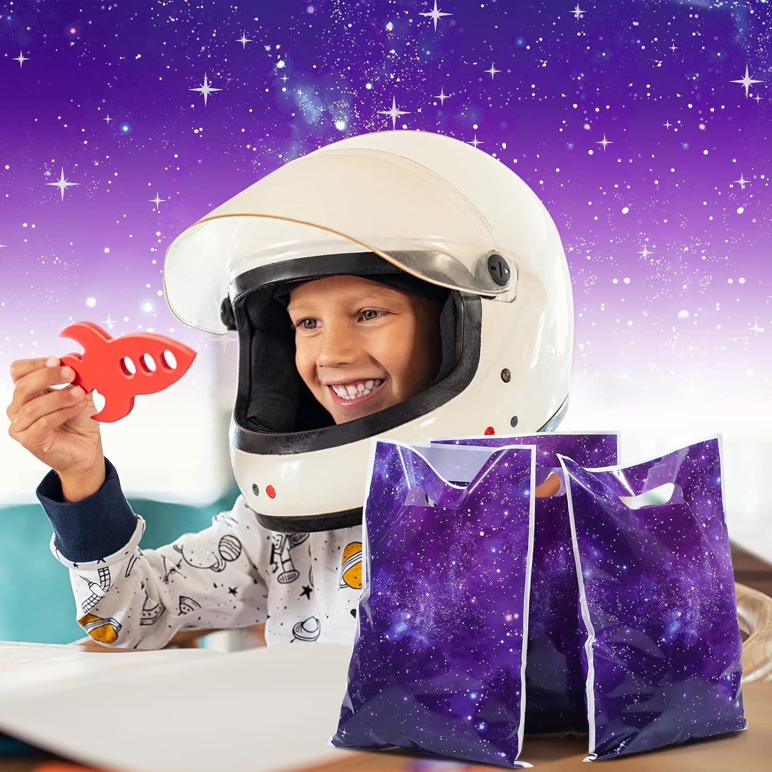 Ctosree 50 unidades de bolsas de dulces para fiesta de galaxia, bolsas de golosinas de galaxia, bolsas de regalo de fiesta, bolsas de regalo de