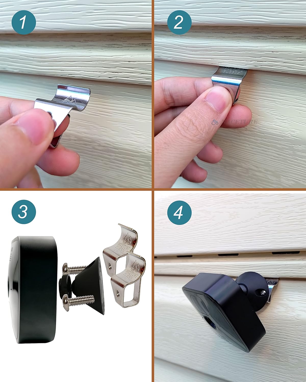 NACETURE Ganchos laterales de vinilo, paquete de 6 clips de vinilo para colgar decoraciones al aire libre para patio, montaje lateral de vinilo