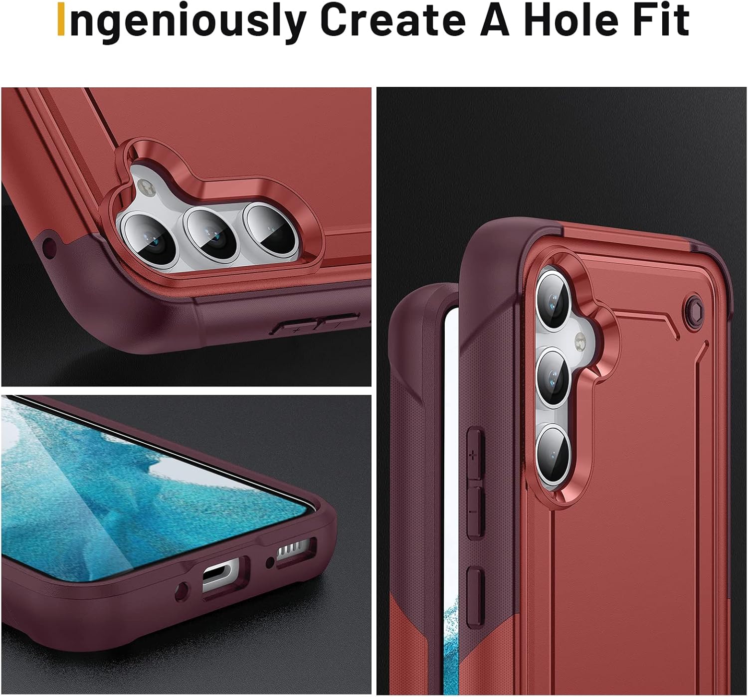 Funda para Samsung Galaxy A54 5G con protector de pantalla, policarbonato de doble capa + parachoques suave, grado militar, resistente, a prueba de