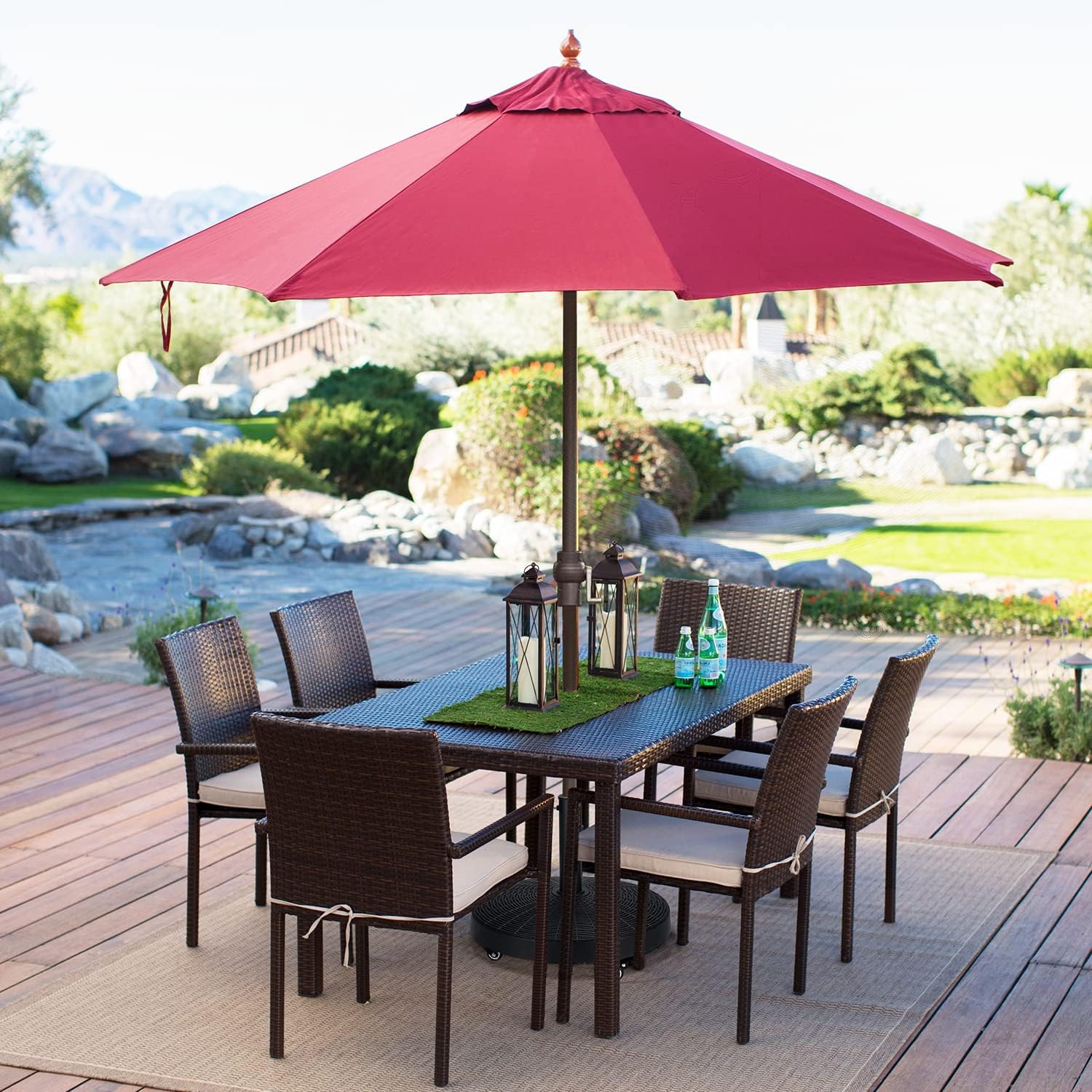 EROMMY Base de sombrilla de 52 libras, soporte de paraguas con ruedas frenables, base de sombrilla de patio resistente para exteriores de 1.5 a 1.89