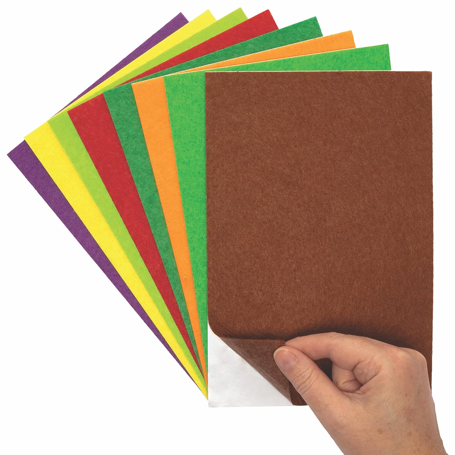 Baker Ross FE608 – Hojas de fieltro autoadhesivas de otoño, paquete de 24, suministros de manualidades de colores para actividades de manualidades