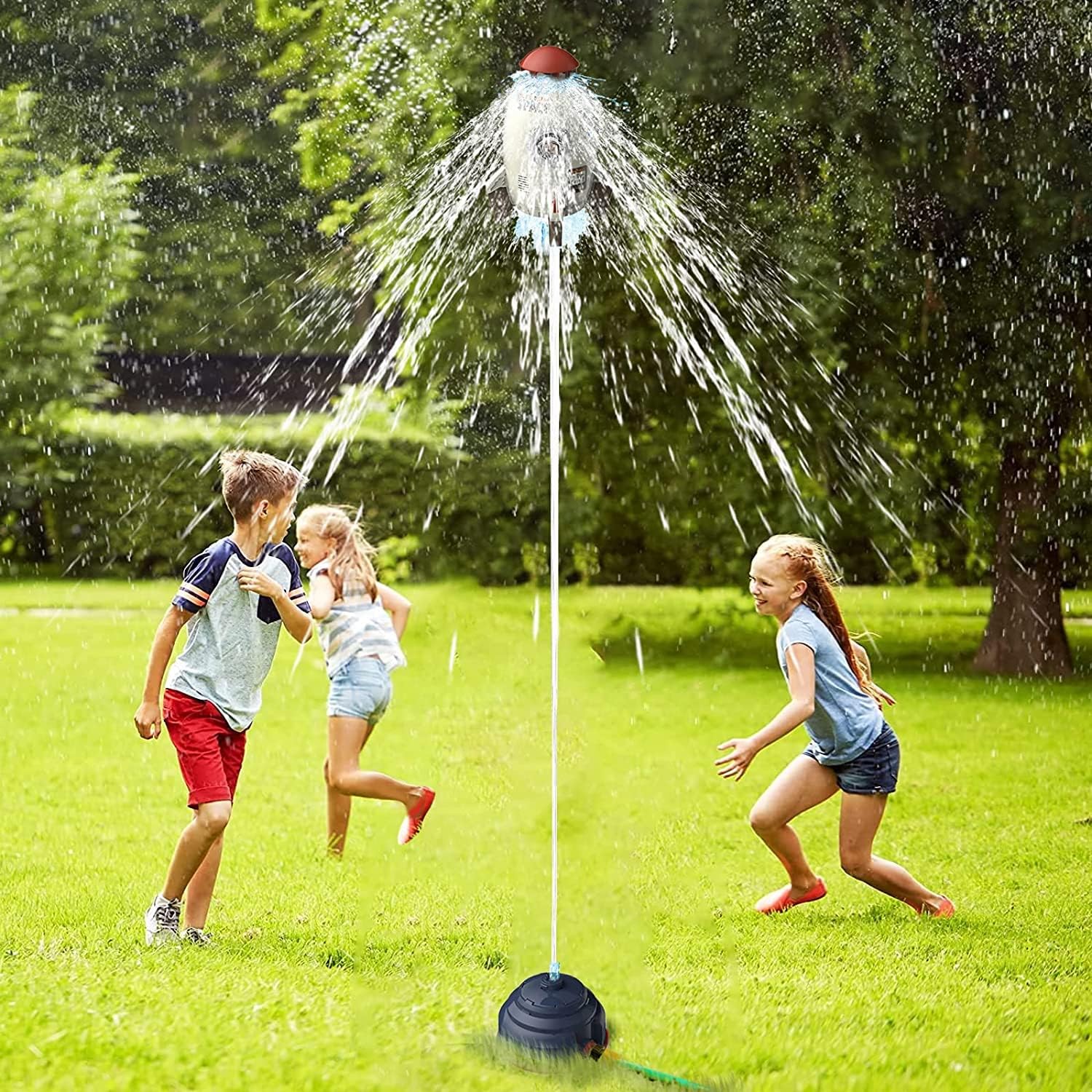 Lanzador de cohetes de agua para niños, rociador de agua, cohete, juguetes de verano para fiestas al aire libre