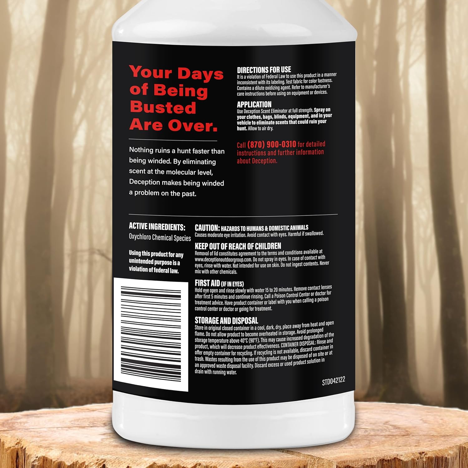 Spray de campo de caza, botella de caza eliminadora de aroma de 32 onzas, cazadores seguros para la ropa, sin olor, para caza, control de olores de