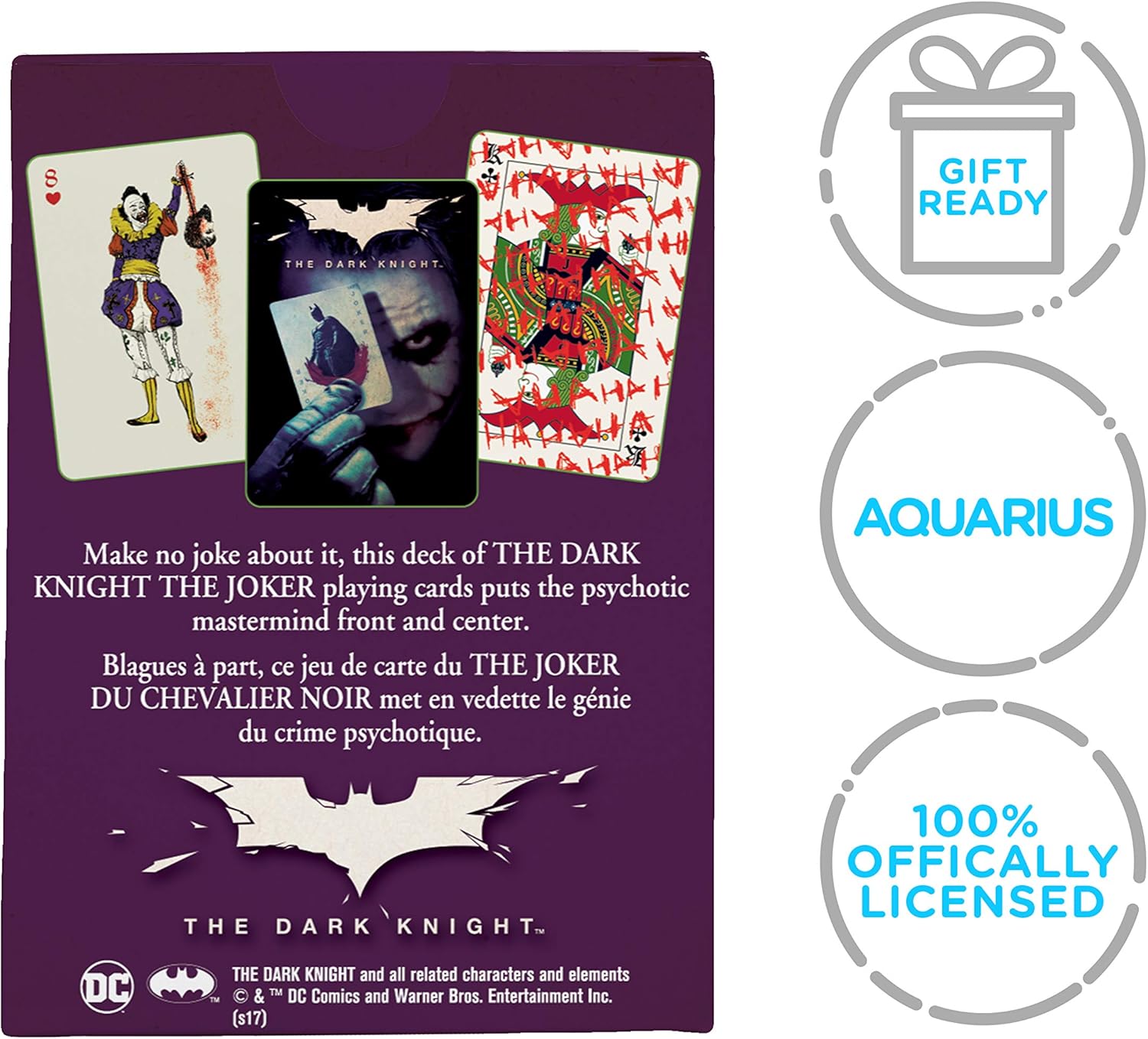 AQUARIUS DC Comics Joker – Baraja de cartas con temática de Joker de caballero oscuro para tus juegos de cartas favoritos, mercancía y