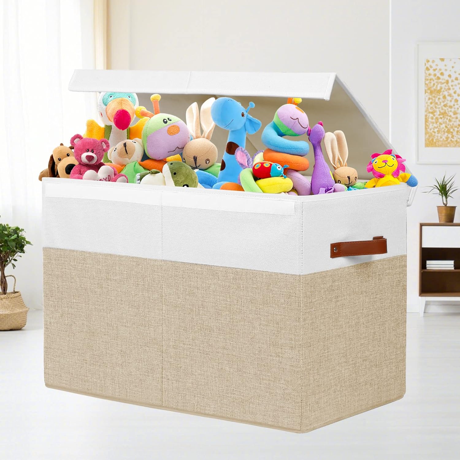 Caja de juguetes, contenedores de almacenamiento plegables y resistentes con tapas, cajas organizadoras de juguetes extra grandes para niños