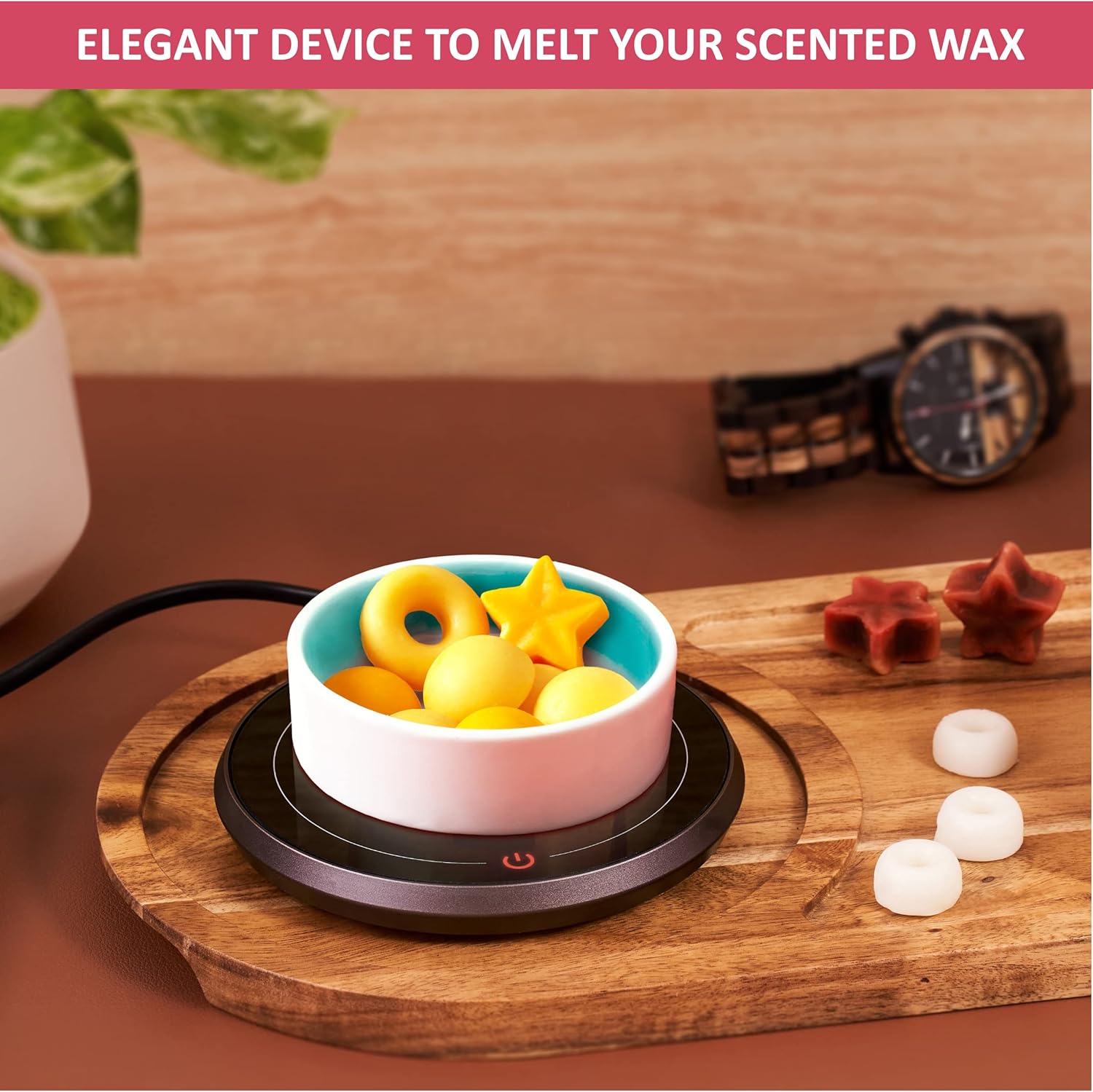 Calentador de cera 4 en 1, calentador de velas, calentador de taza y café para escritorio apagado automático excelente calefacción, sensor avanzado,