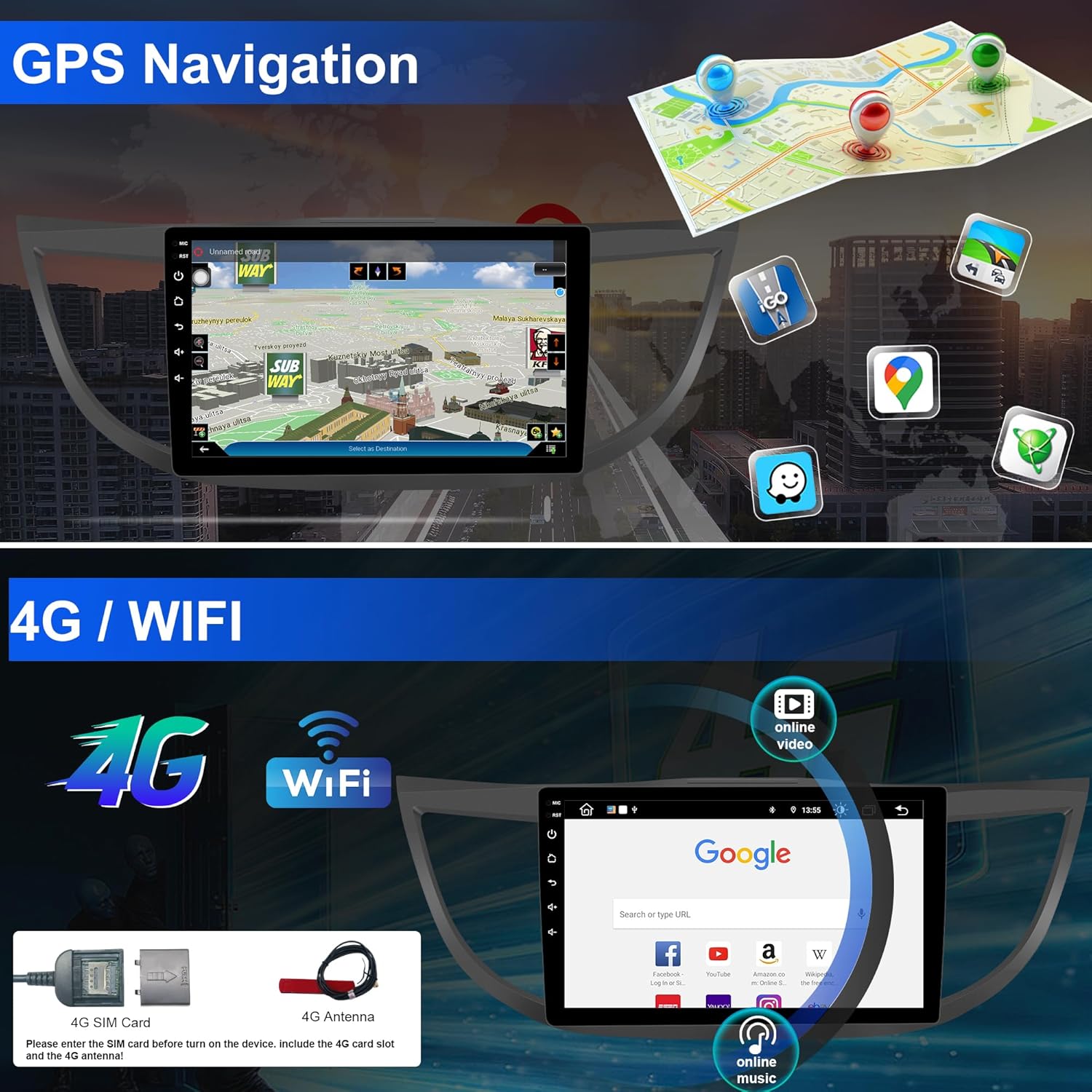 Android 13 Radio de coche estéreo para Honda CRV 2012 2013 2014 2015 2016, 10.1 “HD pantalla táctil 2G RAM 32G ROM Andriod 13.0 navegación GPS