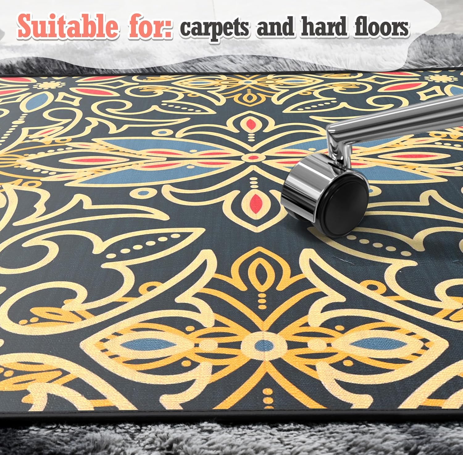 Tapete resistente para silla de oficina para alfombras y suelos de madera dura, 48 x 36 pulgadas, tapete de piso de alta calidad, tapete para silla