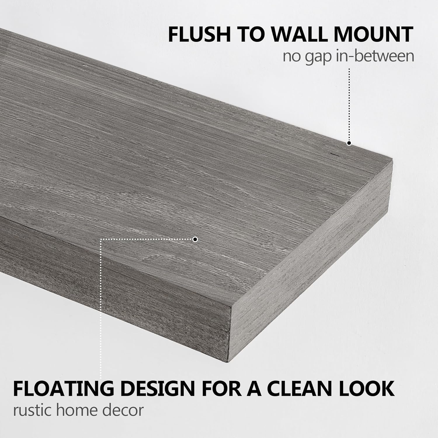 Fun Memories Estantes flotantes, estantes de pared de madera de olmo maciza rústica de 8 pulgadas de profundidad para almacenamiento, estantería de