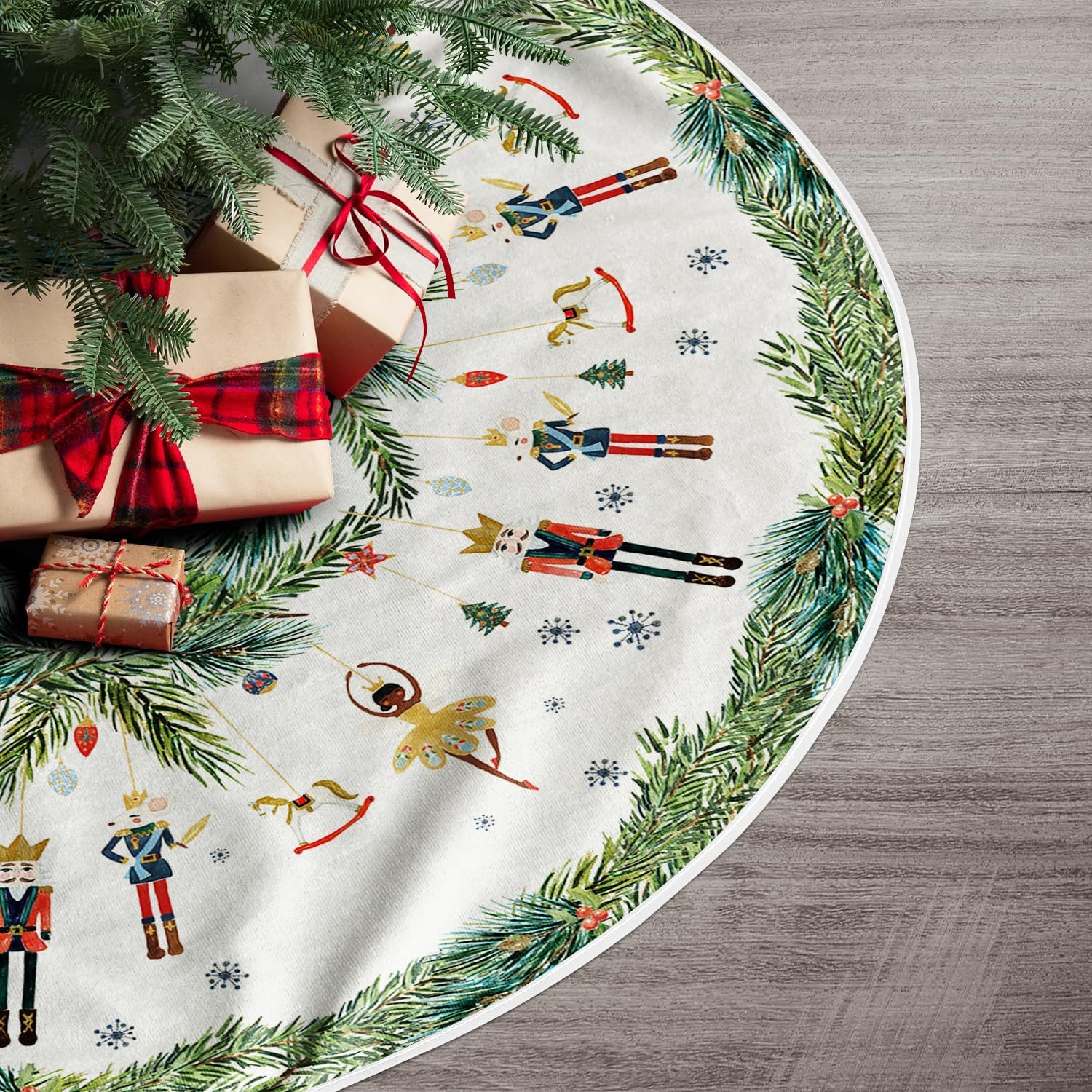 AVOIN colorlife Holly – Falda de árbol de Navidad de cascanueces de 36 pulgadas, decoración de árbol de vacaciones de invierno
