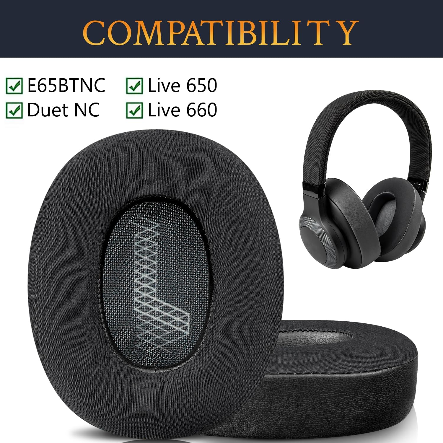 SOULWIT Almohadillas de repuesto de gel refrescante para JBL E65 (E65BT E65BTNC)Live 650 (650NC 650BTNC)Live 660 (660NC 660BTNC)Duet NC sobre la