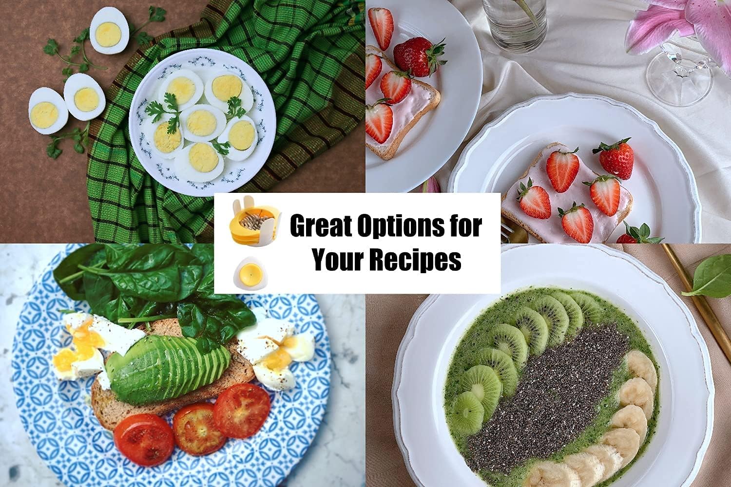 Cortador de huevos 3 en 1 con cuchillas de metal para huevos duros y frutas suaves, cortador de huevos duros duros de acero inoxidable, cortador de