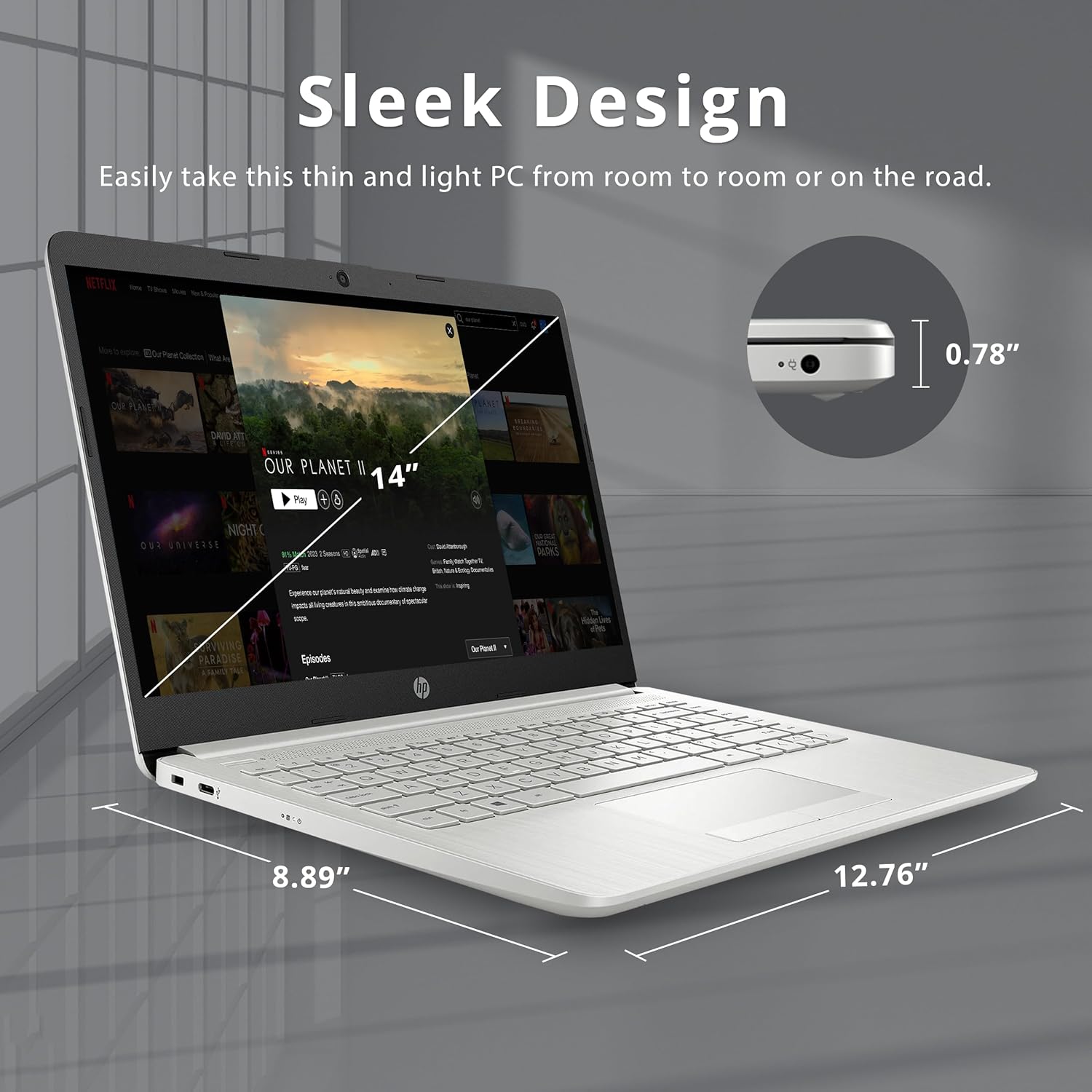 HP Premium Stream – Laptop BrightView HD de 14 pulgadas, Intel Celeron N4120, 4 GB de RAM, 64 GB eMMC, gráficos Intel UHD, cámara web HD, 1 año