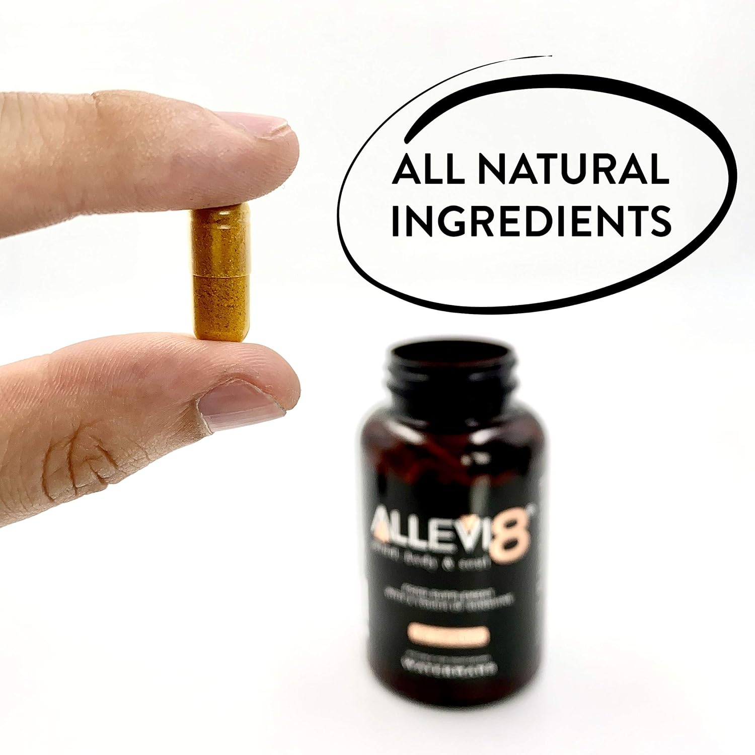 Allevi8 – Medicina ayurvédica, incienso, cúrcuma, jengibre, pimienta negra, vitamina D3. Suministro de 2 meses en una tina. Estas potentes hierbas