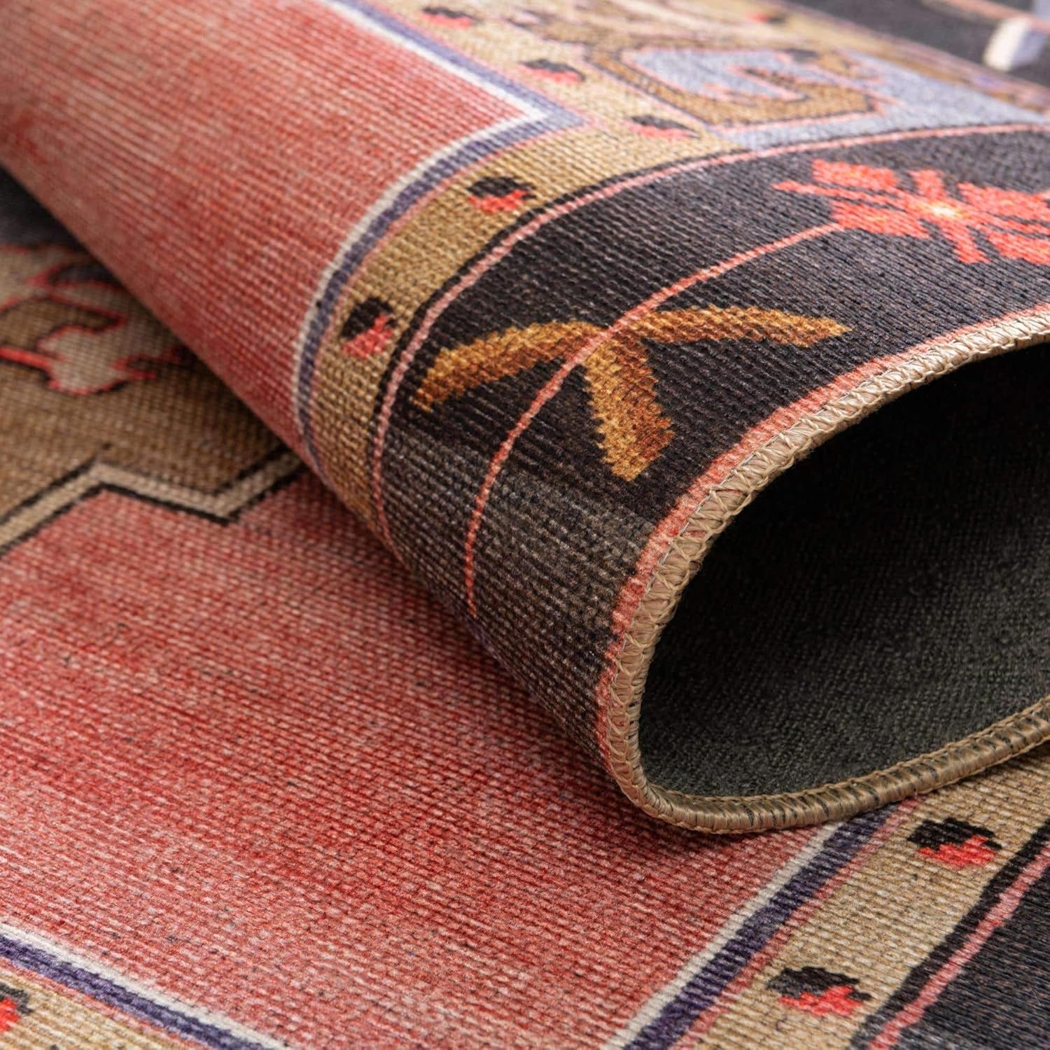 Unique Loom Timeless Collection – Alfombra de área – Thomas (2′ 6″ x 12′ 2″ camino, rosanegro)