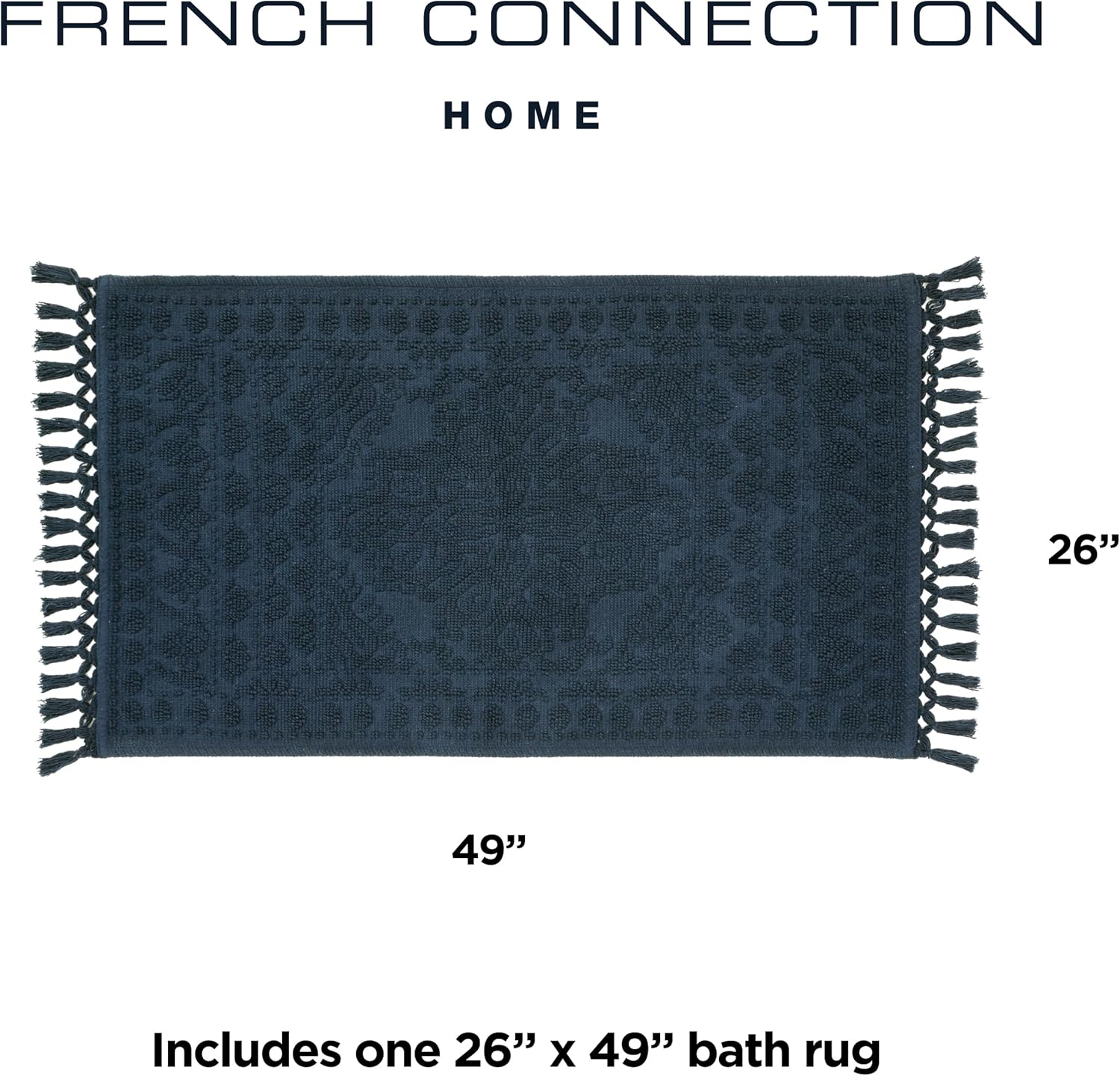 French Connection Nellore – Tapetes de baño, tejidos y con cuentas, duraderos y antideslizantes, tapetes gruesos para baño y ducha, 26 x 49