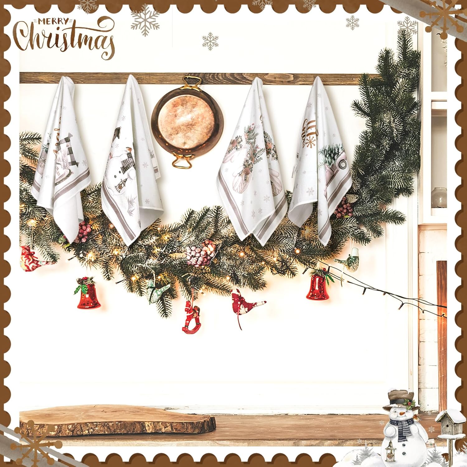 Geyoga 6 paños de cocina de Navidad de 16 x 24 pulgadas, absorbentes, paños de cocina de Navidad, decoración de cocina de Navidad para Navidad,