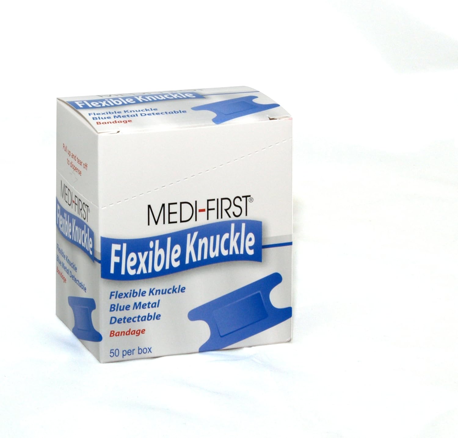 Medique Productos 65250 Vendaje detectable de metal azul nudillo tejido, 50 por caja