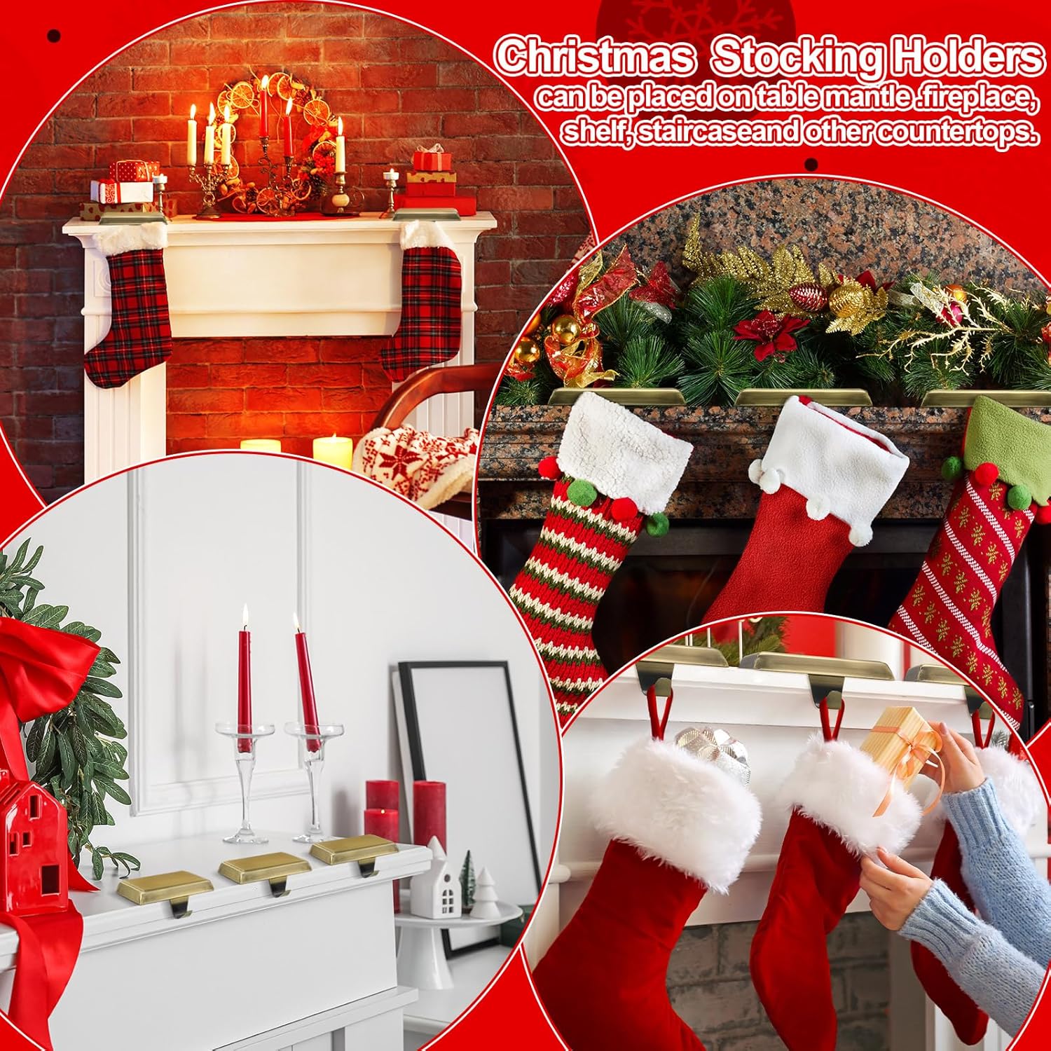 Soportes para calcetines de Navidad, para mantel y mantel, para calcetines de Navidad, de perfil bajo, ganchos con peso para medias pesadas, bases