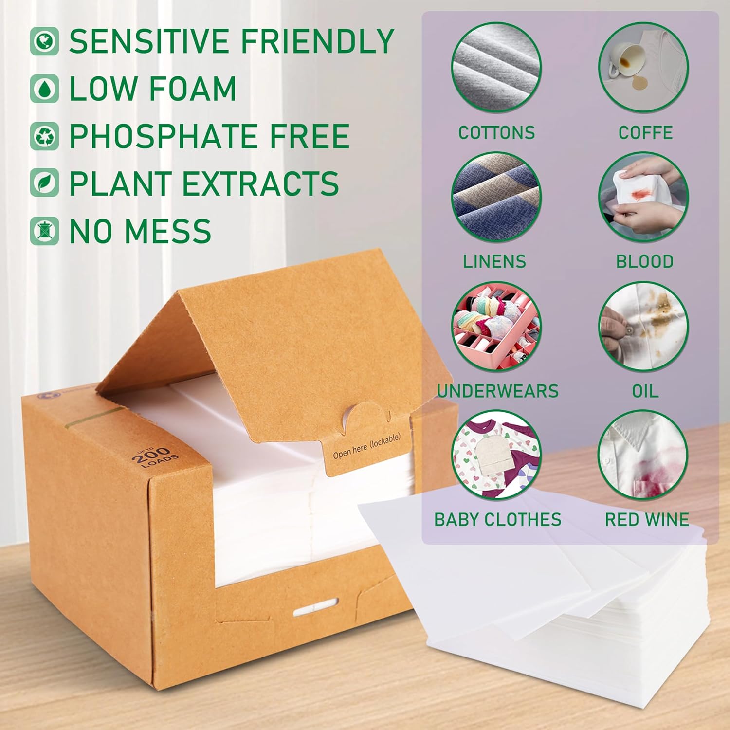 Freelivity Hojas de detergente para ropa, 200 hojas de lino fresco, tiras de jabón ecológicas, sin residuos, líquido, menos disolubles, ahorro de