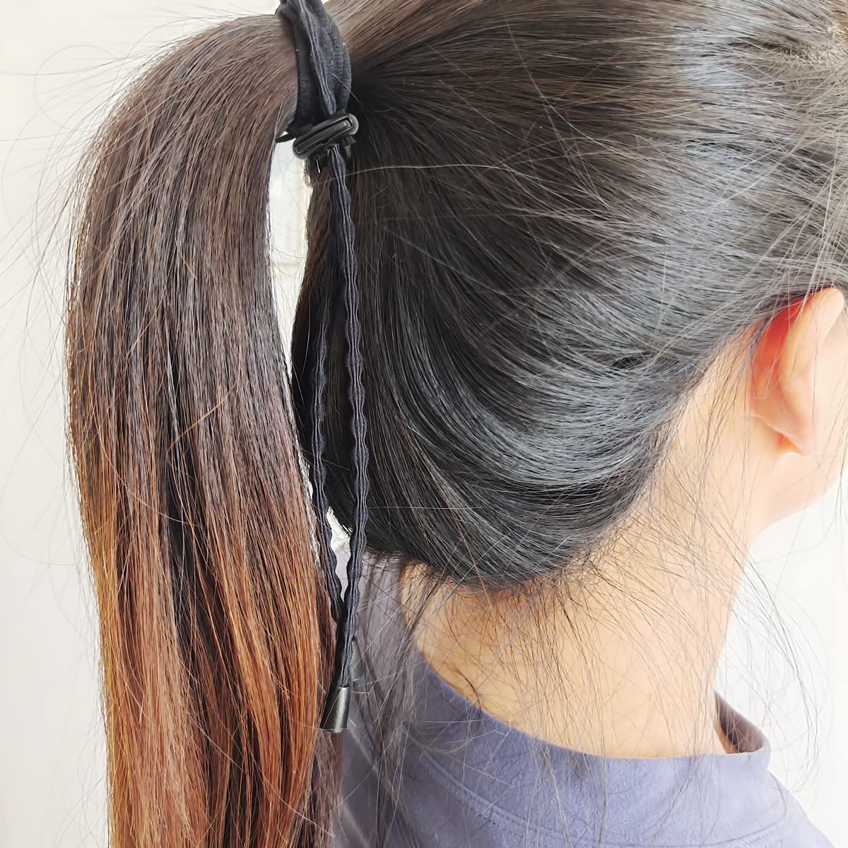 Afro – Corbatas de cola de caballo con cordón ajustable para cabello corto rizado rizado moño lazos para la diadema Afro larga acolchada para