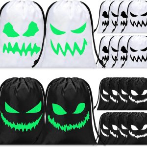 16 bolsas de recuerdo de Halloween, caras espeluznantes, pequeñas con cordón, bolsa de regalo para aula, Halloween, fiesta de cumpleaños (7 x 10 16 bolsas de recuerdo de Halloween, caras espeluznantes, pequeñas con cordón, bolsa de regalo para aula, Halloween, fiesta de cumpleaños (7 x 10