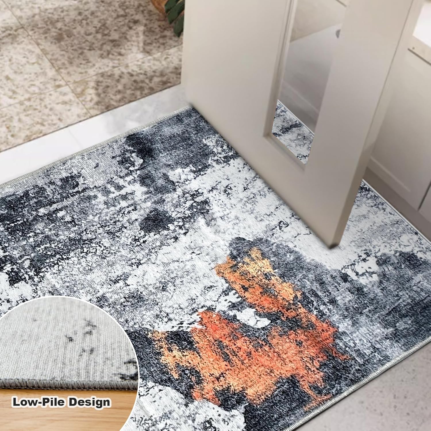OIGAE Alfombra lavable de 2 x 6 pies, alfombra larga abstracta moderna para pasillo de cocina con parte trasera antideslizante, alfombra para