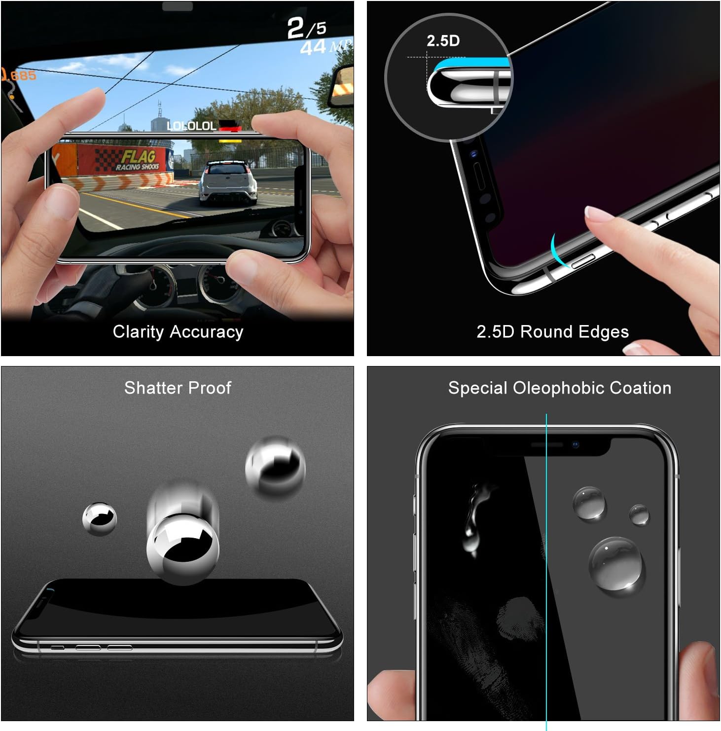 Paquete de 2 protectores de pantalla de privacidad para iPhone 15 de 6.1 pulgadas, película de vidrio templado, sensible al tacto, antiarañazos,